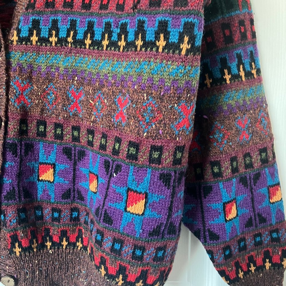 Vintage Woolrich Southwestern Aztec Wool Cardigan Sweater Womens XL 80s …